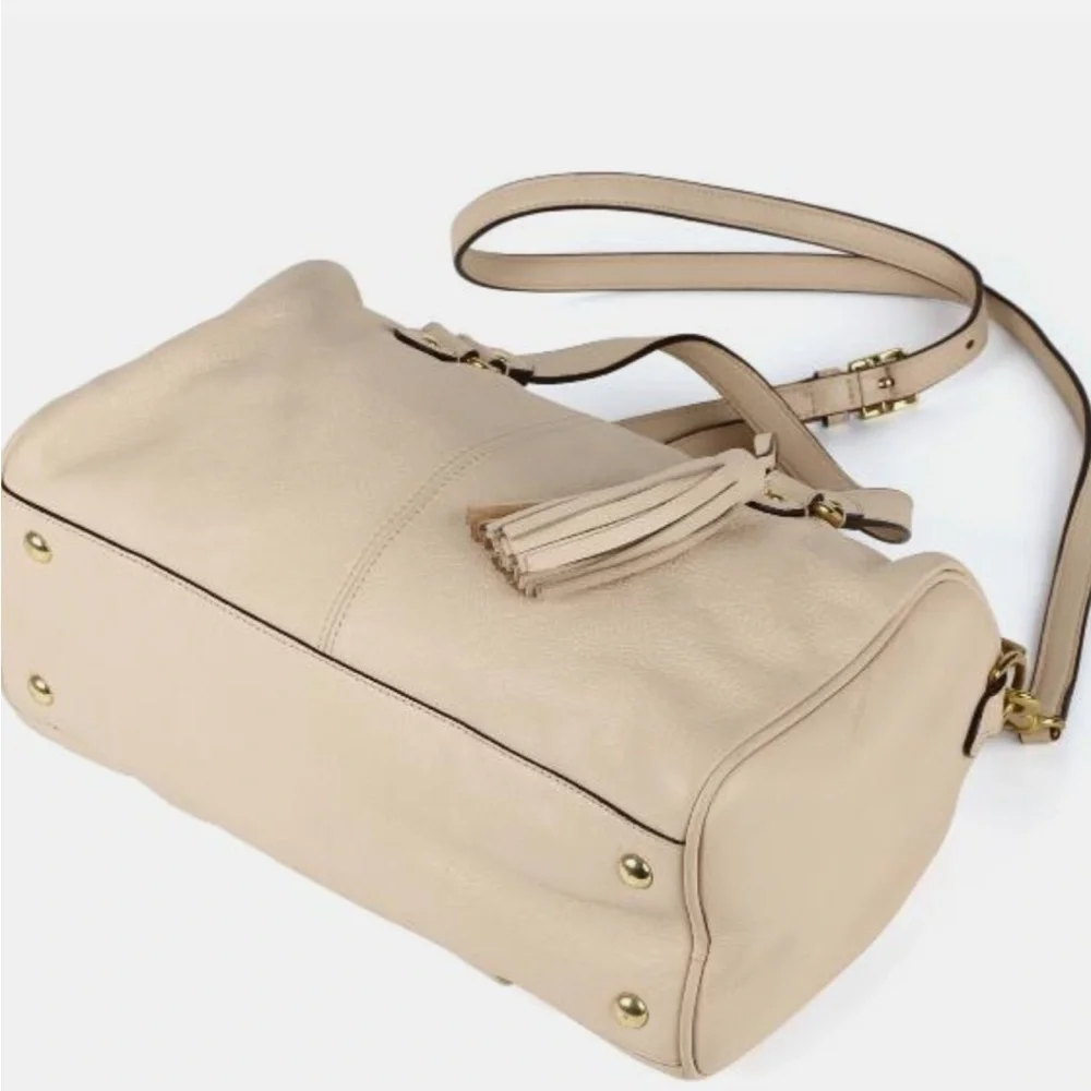Coach Avery Pebbled Leather Satchel | Ivory Beige